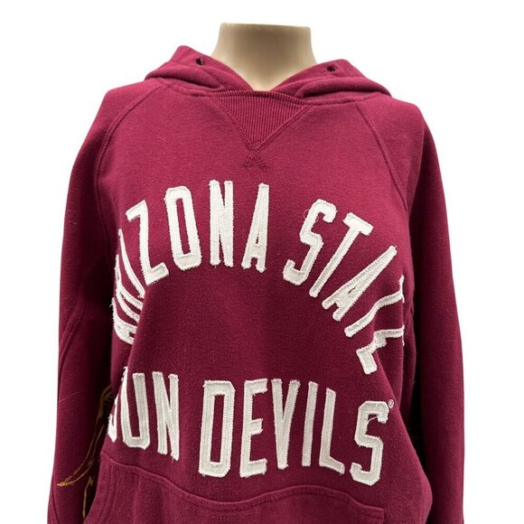 ASU Arizona State Sun Devils Womens Maroon Pullover Hoodie Sweatshirt Pocket S - Picture 2 of 12